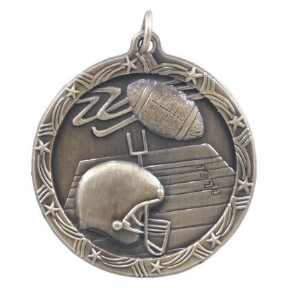 Antique Gold 1 3/4" Football Shooting Star Medal