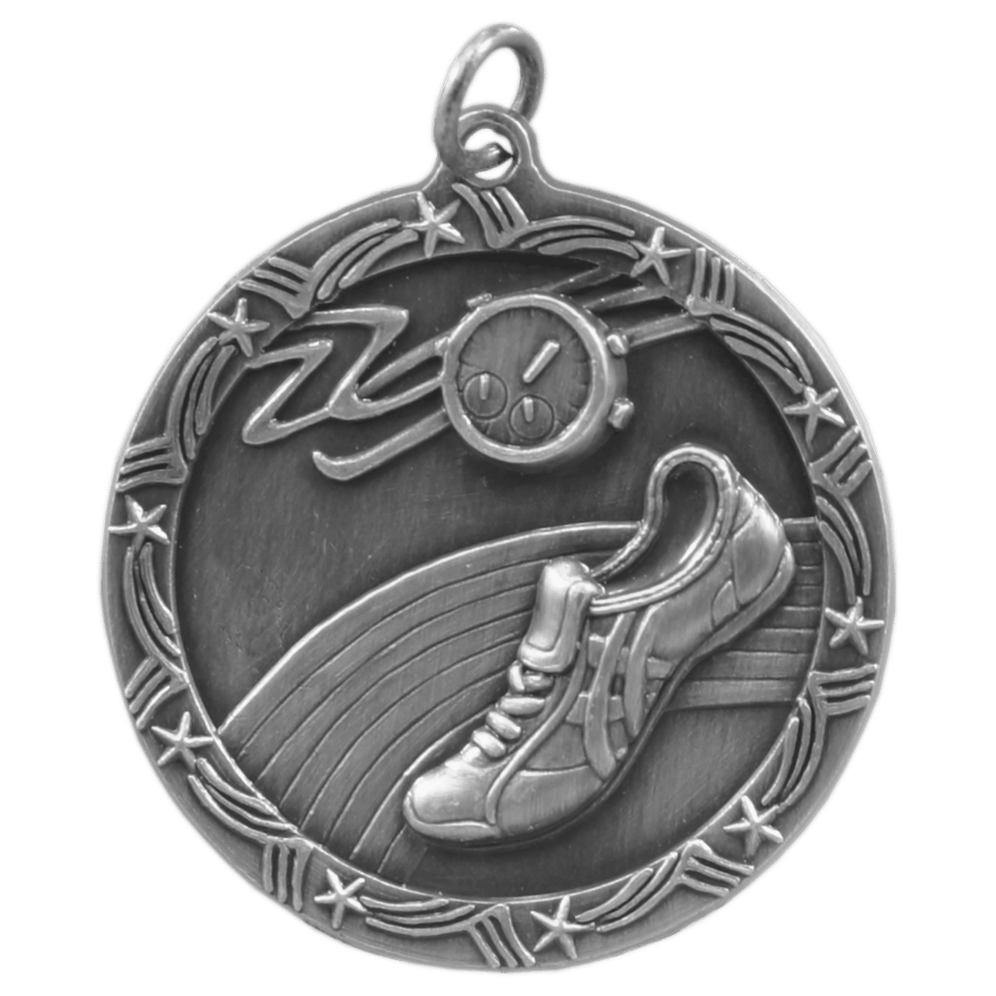 Antique Silver 1 3/4" Track Shooting Star Medal