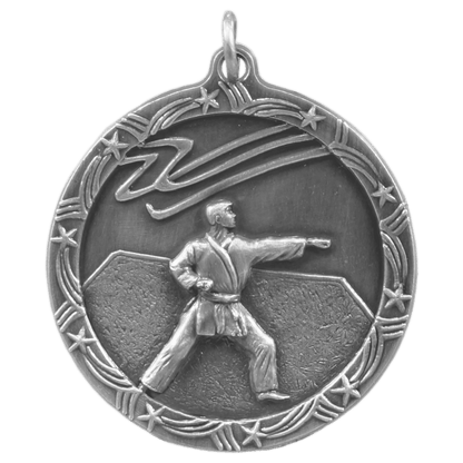 Antique Silver 1 3/4" Martial Arts Shooting Star Medal