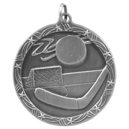 Antique Silver 1 3/4" Hockey Shooting Star Medal
