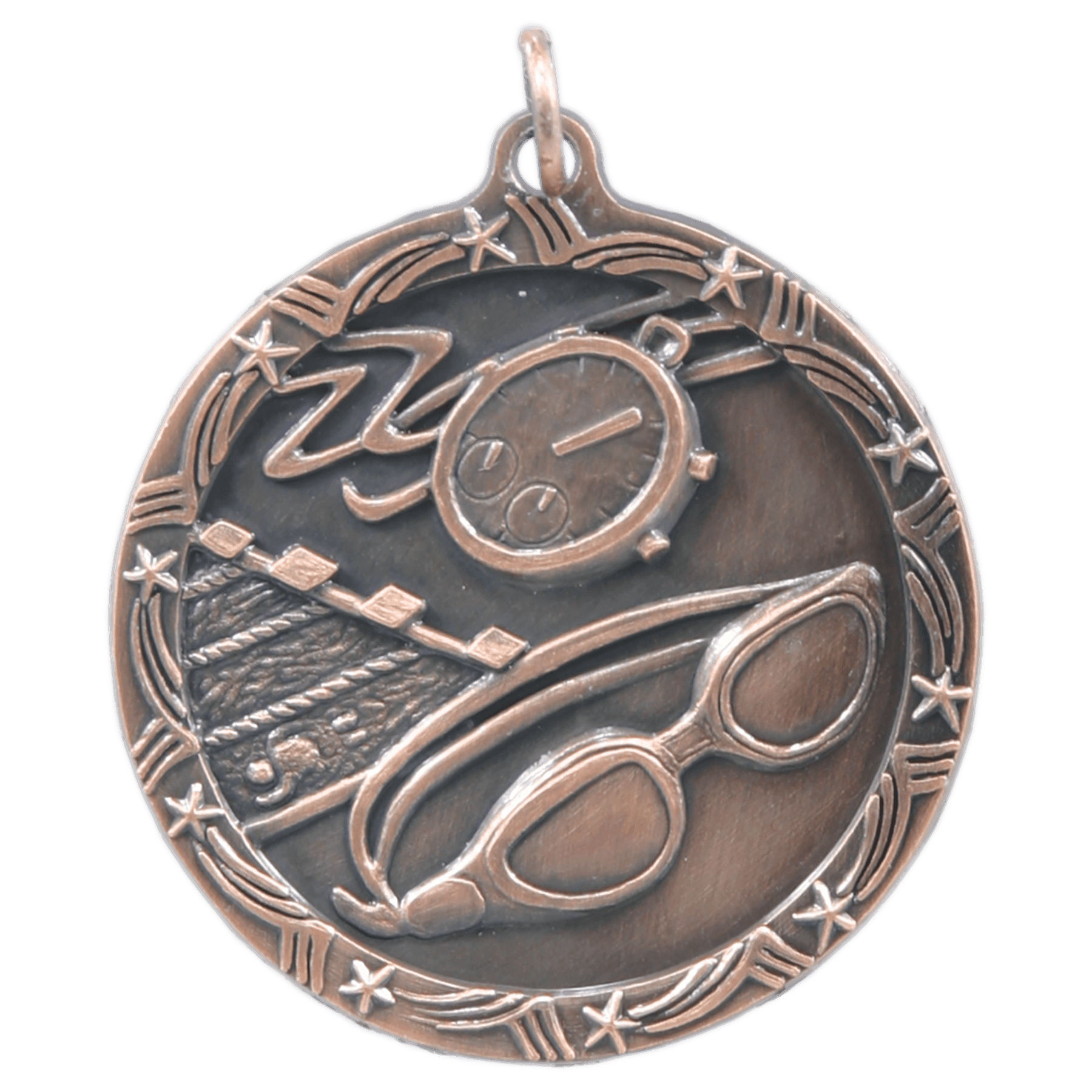 Antique Bronze 1 3/4" Swimming Shooting Star Medal
