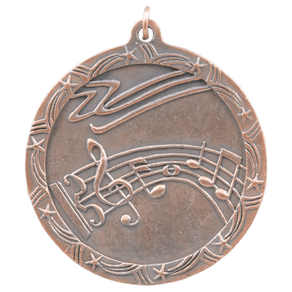 Antique Bronze 2 1/2" Music Shooting Star Medal