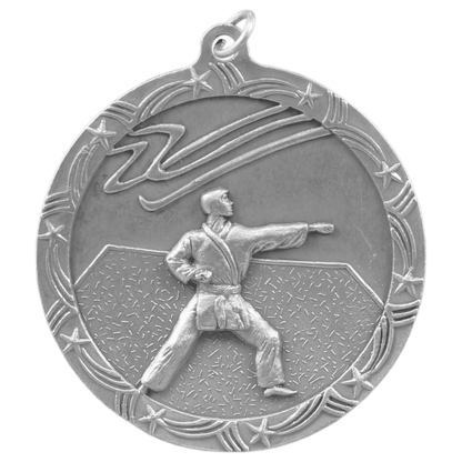 Antique Silver 2 1/2" Martial Arts Shooting Star Medal