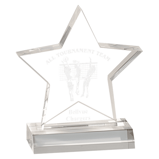 Clear 5" x 5" Star Acrylic Award with 4" Base