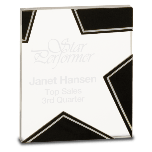 5 1/2" Silver and Black Star Glass