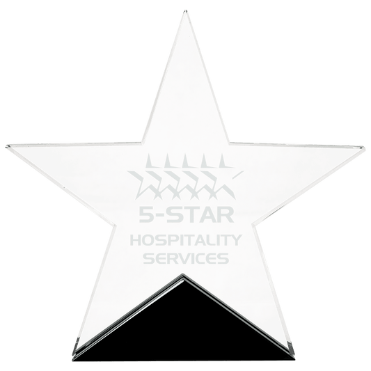6 3/4" x 6 1/2" Clear Glass Star on Black Base