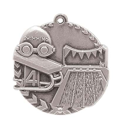 Antique Silver 1 3/4" Swimming Millennium Medal