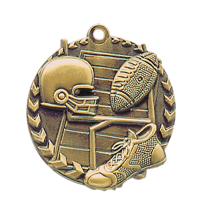 Antique Gold 1 3/4" Football Millennium Medal