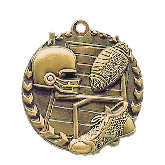 Antique Gold 1 3/4" Football Millennium Medal