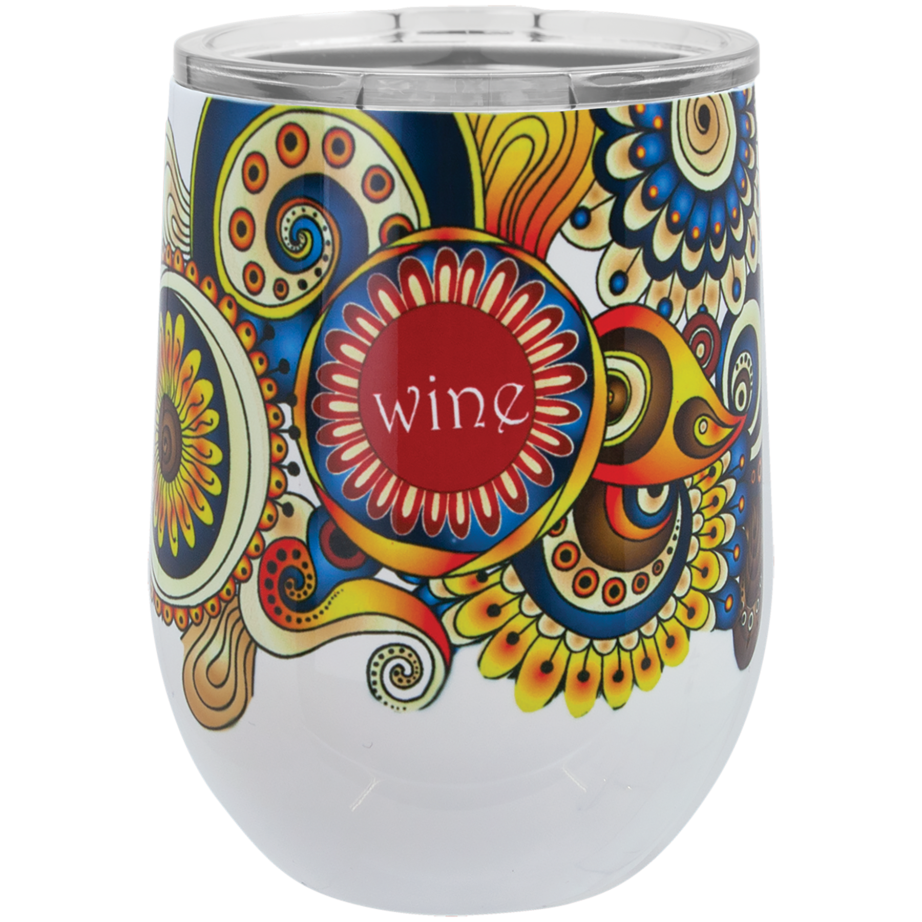 White 12 oz. Sublimatable Polar Camel Stemless Wine Tumbler with Lid