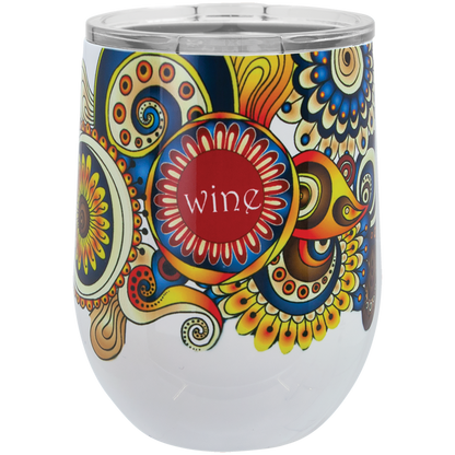 White 12 oz. Sublimatable Polar Camel Stemless Wine Tumbler with Lid