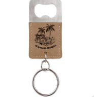 Llavero Abridor De Botellas Rectangular De Cuero Sintético Grabable Con Láser