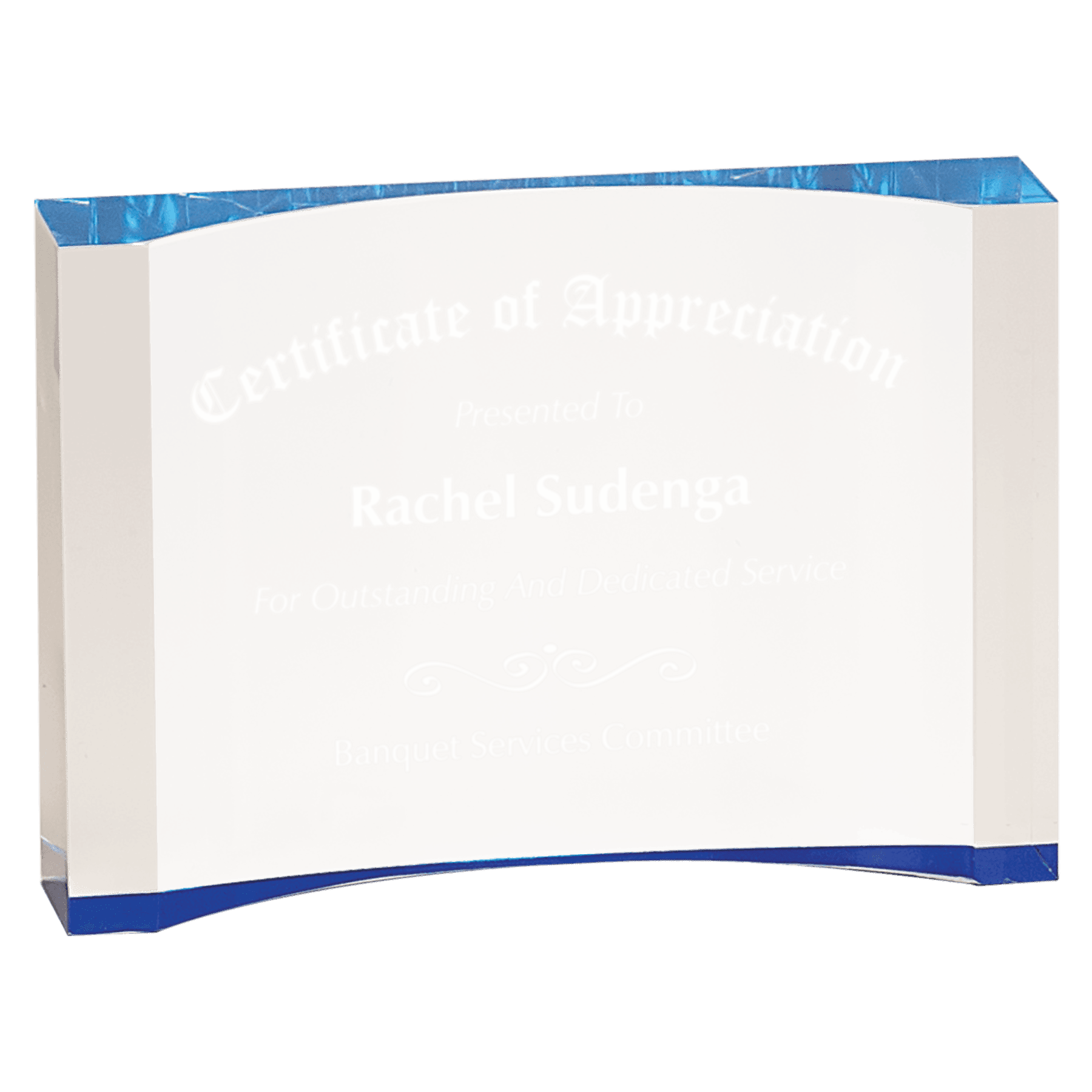 Blue 5" x 3 1/2" 1" Thick Acrylic Crescent