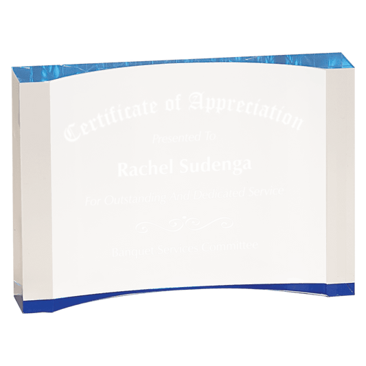 Blue 5" x 3 1/2" 1" Thick Acrylic Crescent