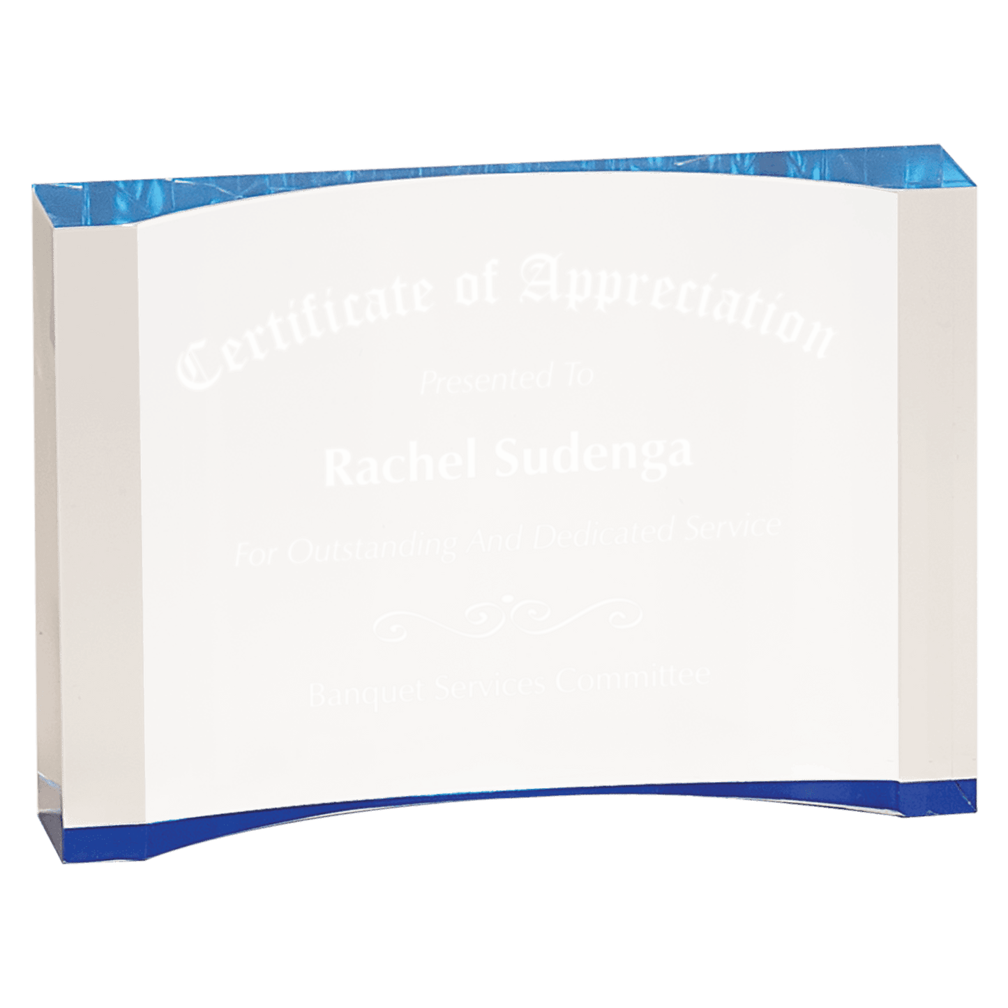 Blue 5" x 3 1/2" 1" Thick Acrylic Crescent