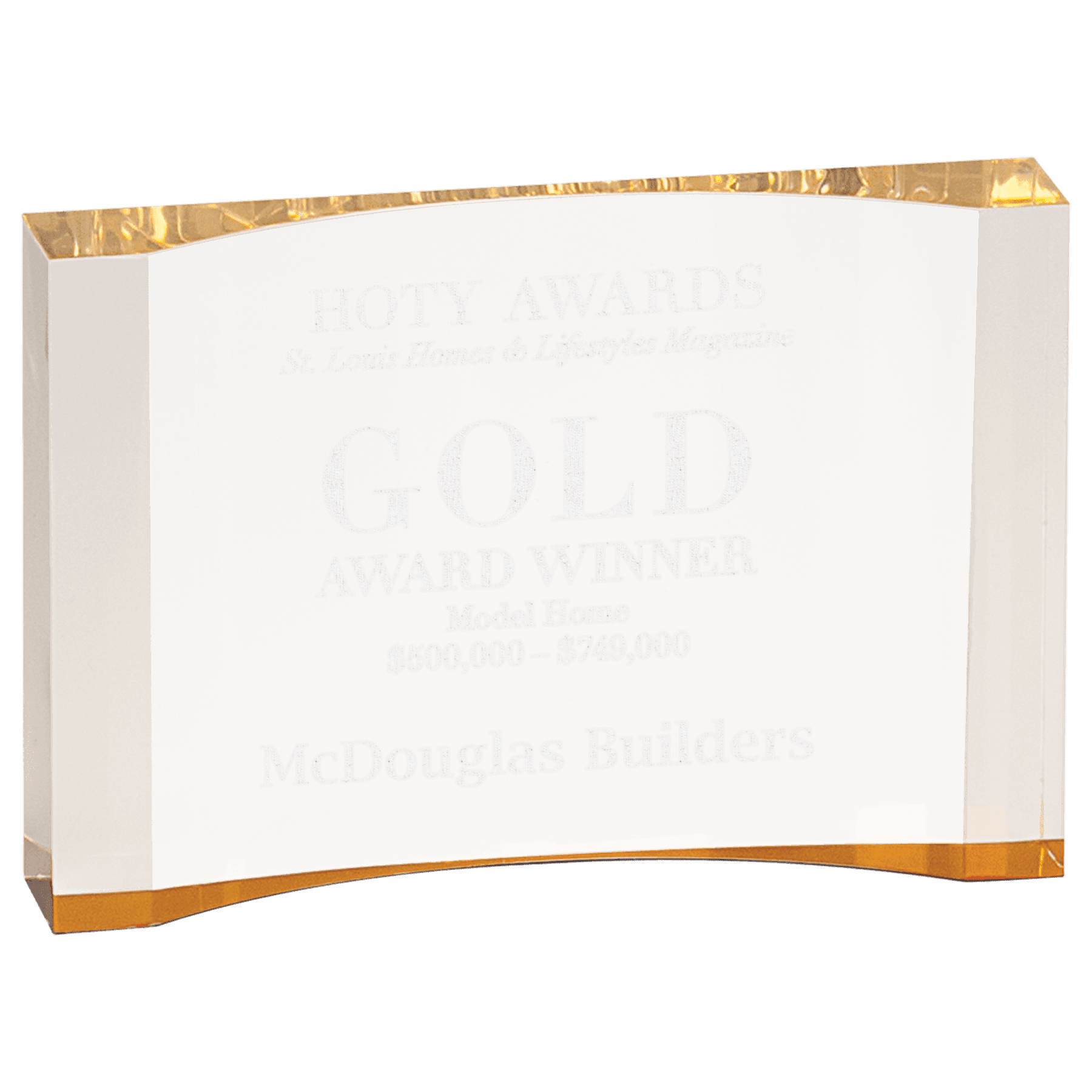 Gold 5" x 3 1/2" 1" Thick Acrylic Crescent