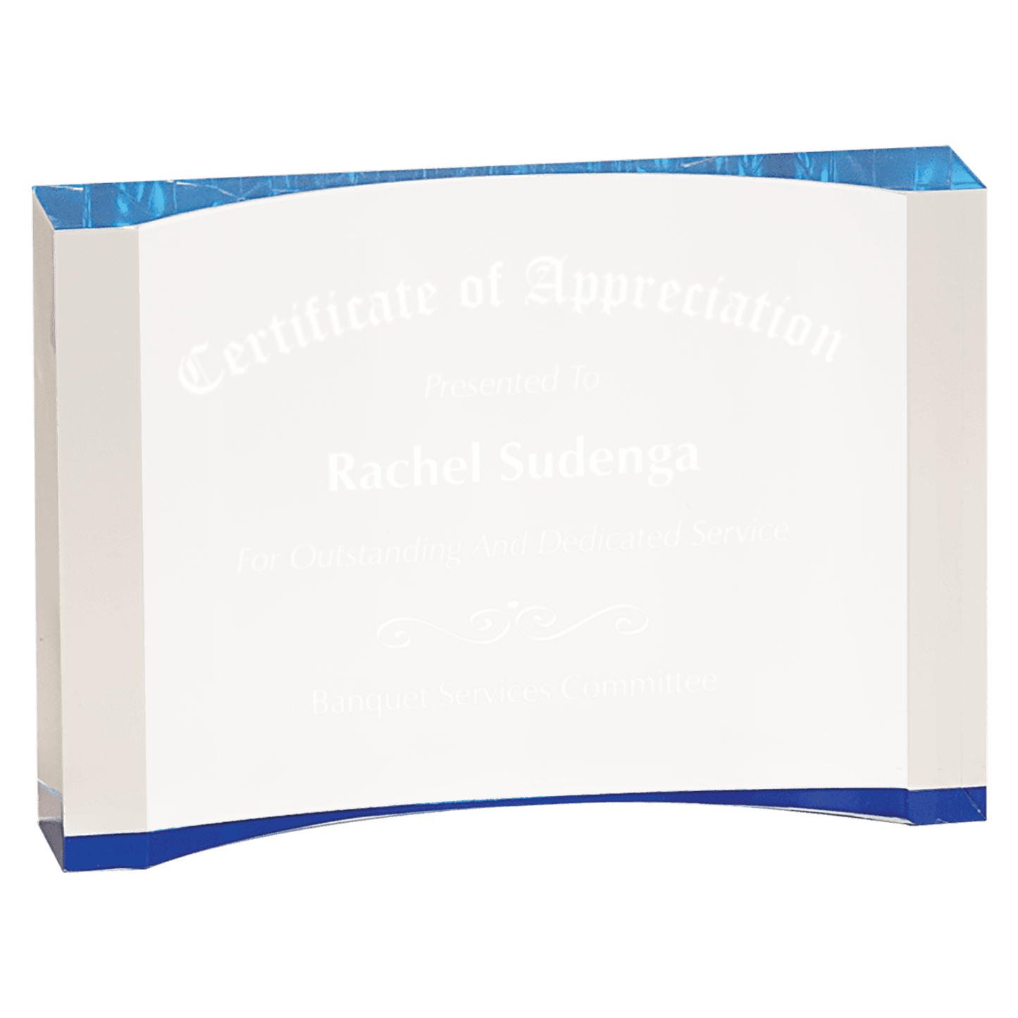 Blue 7" x 4 1/2" 1" Thick Acrylic Crescent