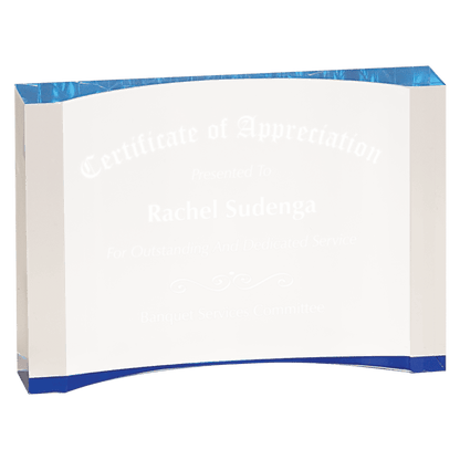 Blue 7" x 4 1/2" 1" Thick Acrylic Crescent