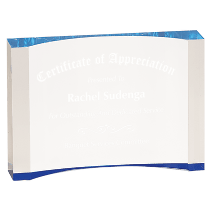 Blue 8" x 5 1/2" 1" Thick Acrylic Crescent