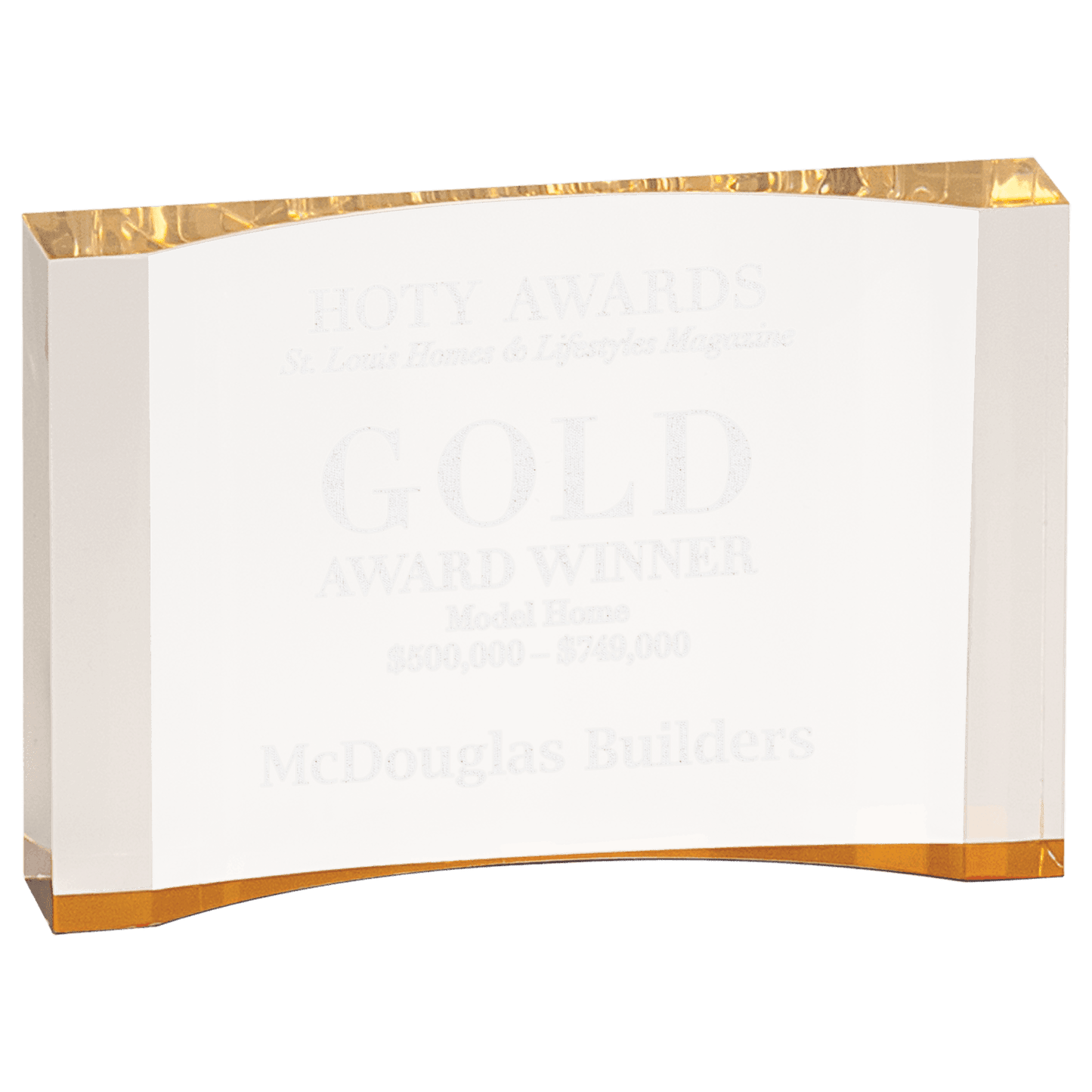 Gold 8" x 5 1/2" 1" Thick Acrylic Crescent