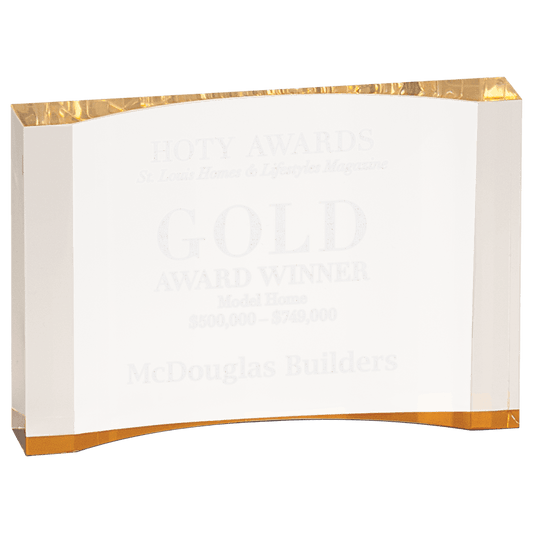 Gold 8" x 5 1/2" 1" Thick Acrylic Crescent