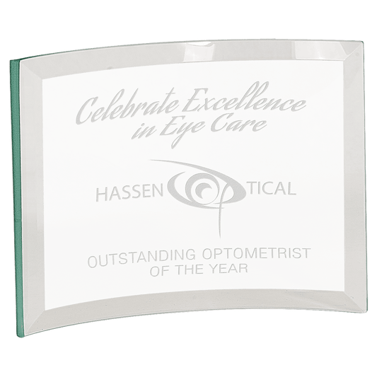 7" x 5" x 3/8" Jade Glass Crescent