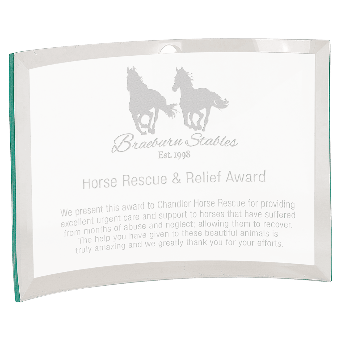 10" x 7" x 3/8" Jade Glass Crescent