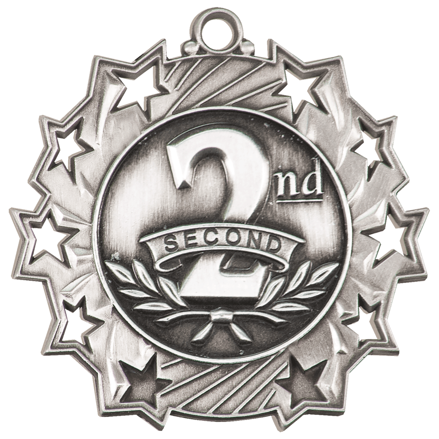 2 1/4" Antique Silver 2nd Place Ten Star Medal