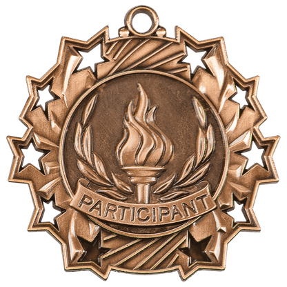 Antique Bronze 2 1/4" Participant Ten Star Medal