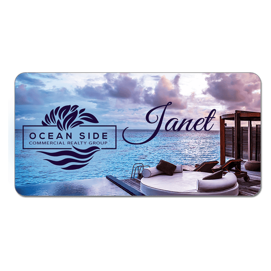 3" x 1.5" Gloss White Unisub Aluminum Name Badge with Radius Corners