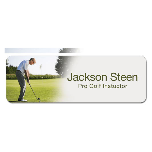 3" x 1" Gloss White Unisub FRP Sublimatable Name Badge with Radius Corners