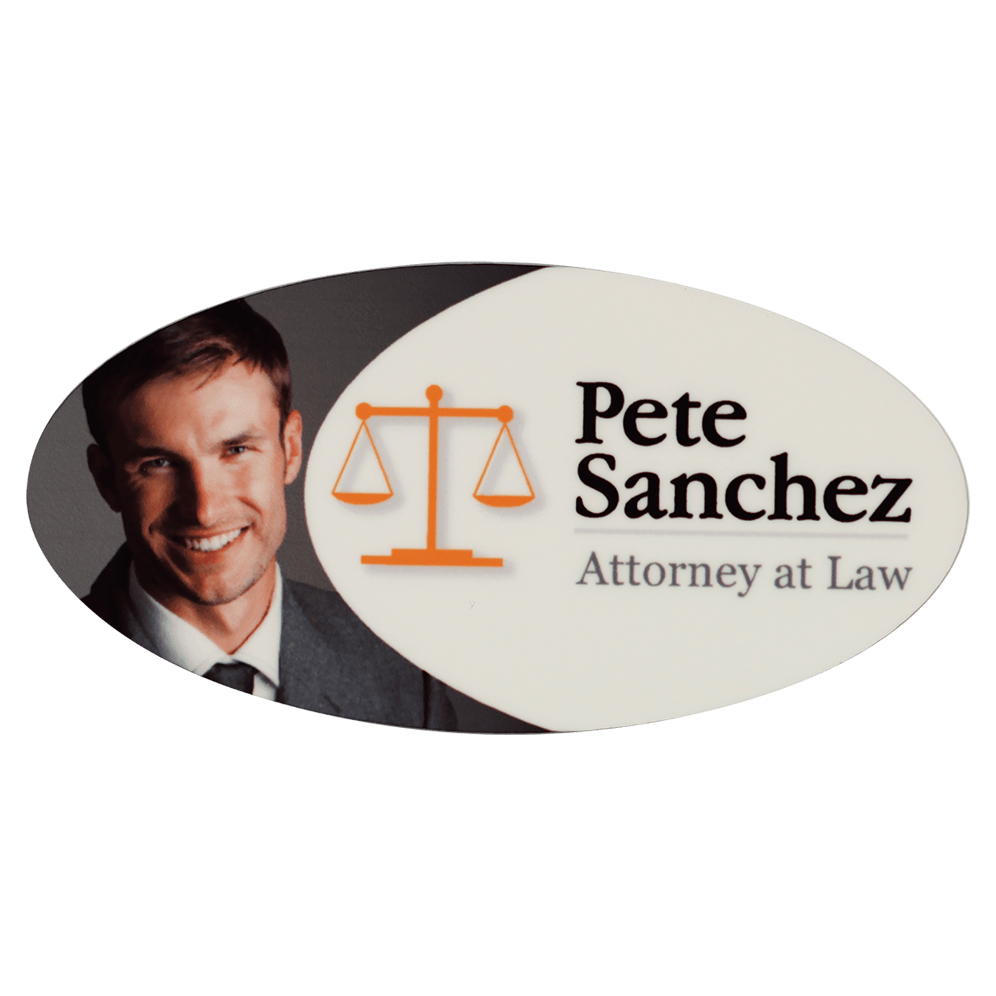 3" x 1.5" Gloss White Oval Unisub FRP Sublimatable Name Badge