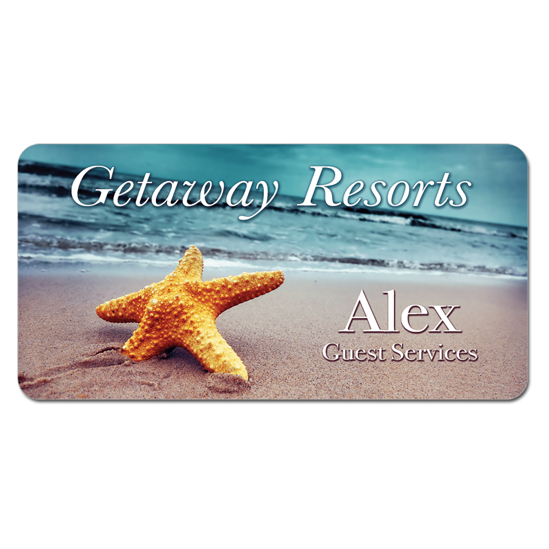 3" x 1.5" Gloss White Unisub FRP Sublimatable Name Badge with Radius Corners