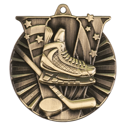Antique Gold 2" Hockey Victory Medal