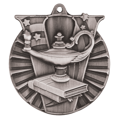 Antique Silver 2" Lamp of Knowledge Victory Medal