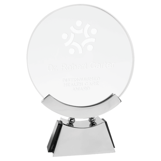 7 3/4" Round Voyager Glass with Silver/Black Base