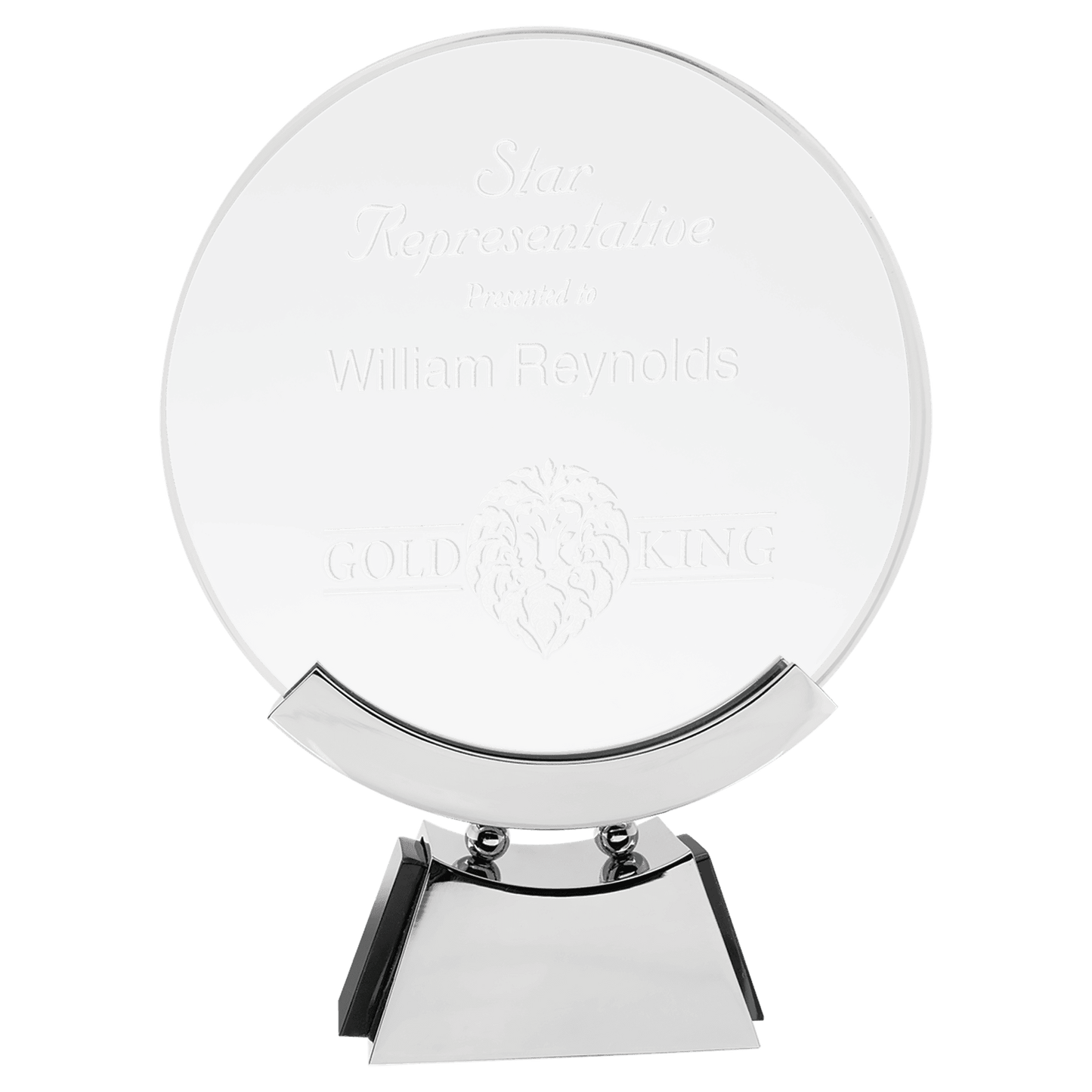 8 1/2" Round Voyager Glass with Silver/Black Base