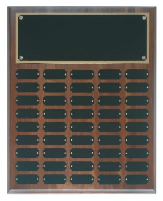 45 Plate Genuine Walnut Completed Perpetual Plaque
