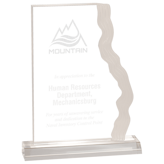 Clear 5" x 7" Waterfall Edge Acrylic with 5 1/2" Base