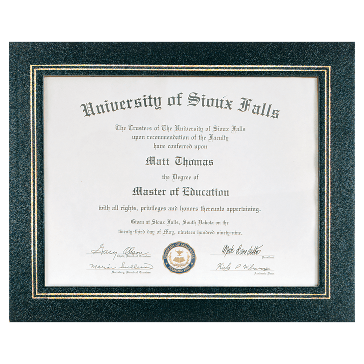 Black 13 1/4" x 10 3/4" Certificate Holder