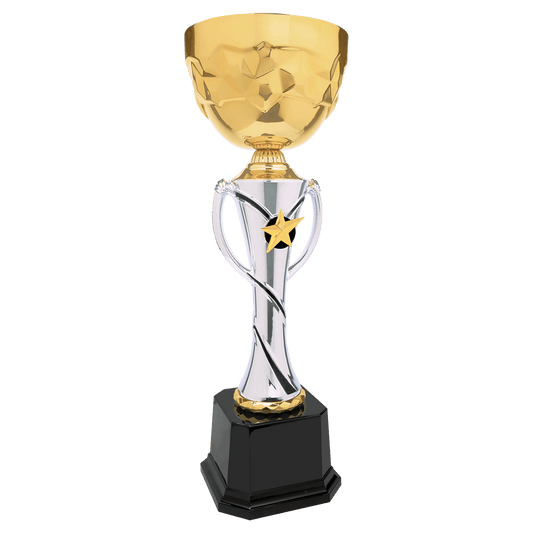 CCE340. Trofeo Copa Metálica Terminada En Plata/Oro De 45 Cm