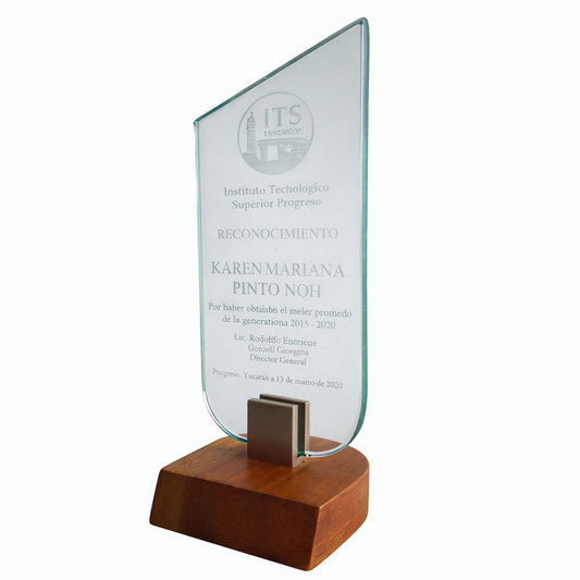 RME209. Premio de Vidrio con Base de Madera