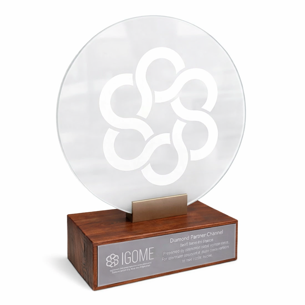 RME600. Premio de Vidrio con Logo Grabado