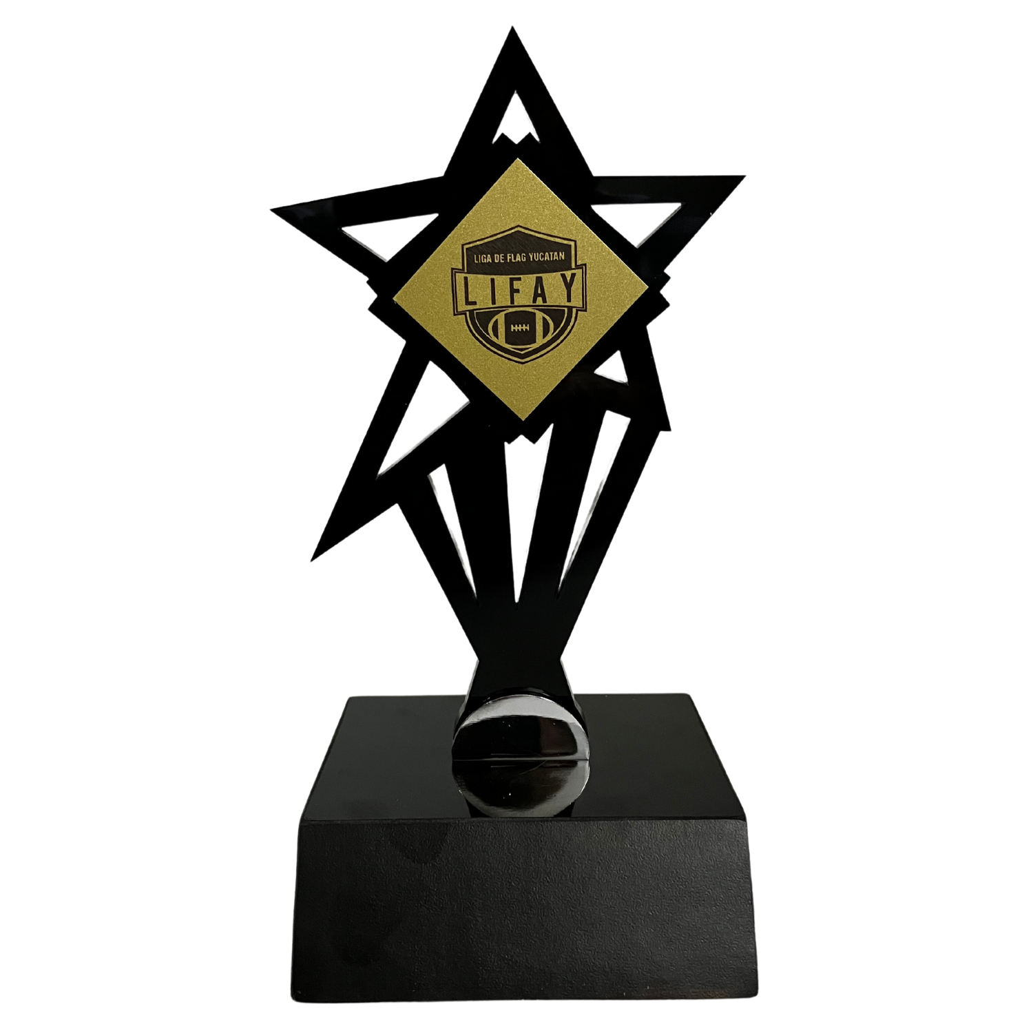 DEP155. trofeo personalizado con logo acrilico aluminio MDF 22cm evento