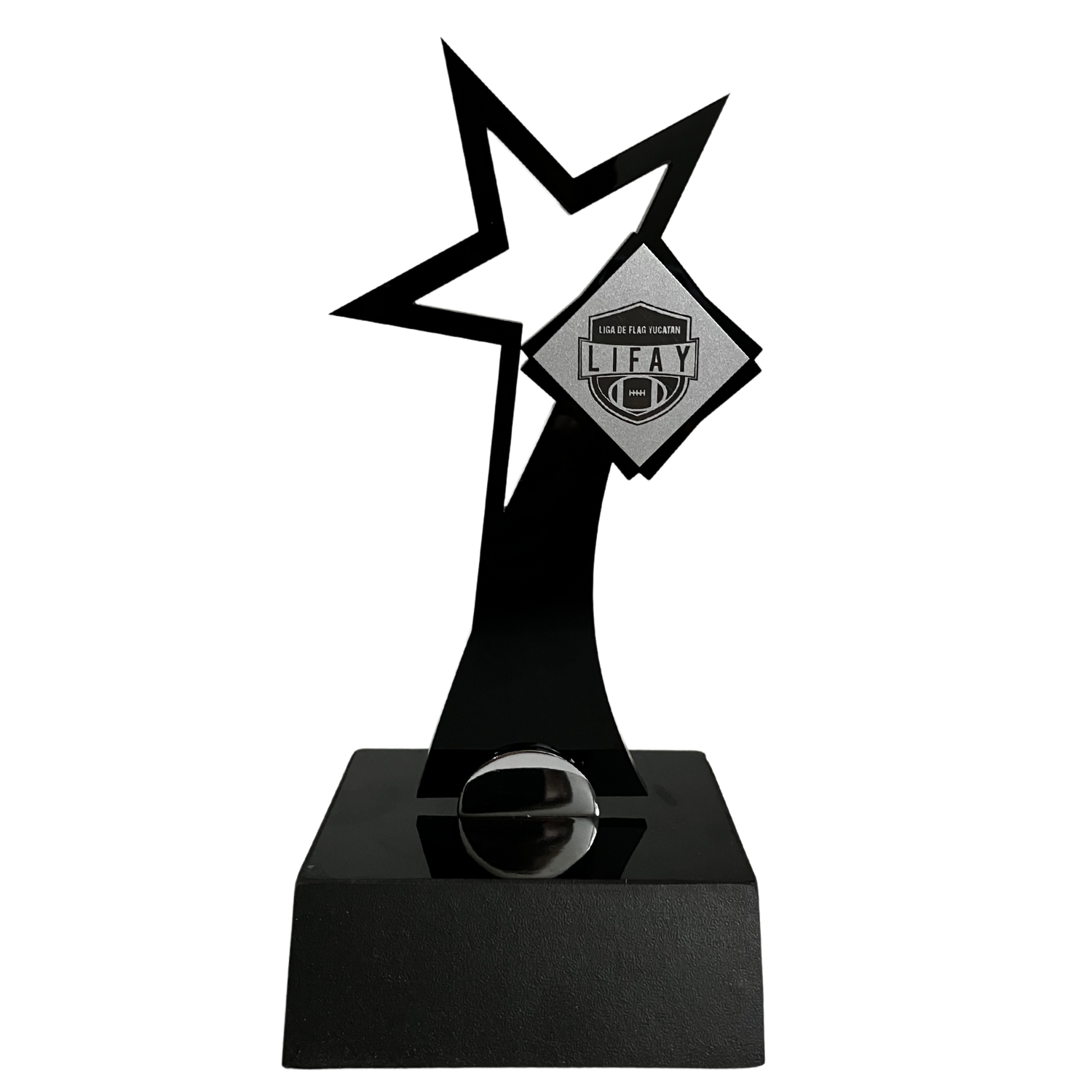 DEP156. trofeo personalizado con logo acrilico aluminio MDF 22cm evento