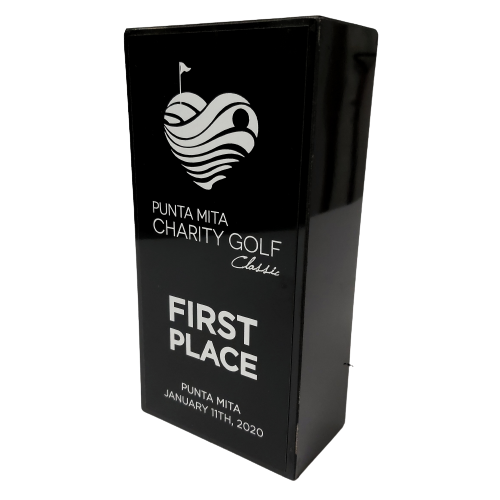 reconocimiento MDF y aluminio 11x22x6 cm personalizable premio escritorio