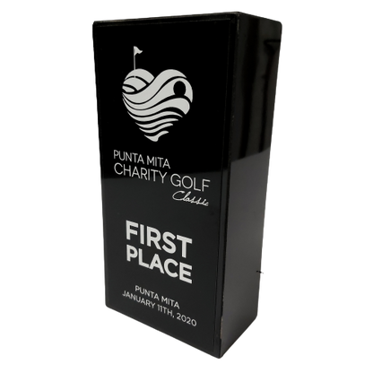 reconocimiento MDF y aluminio 11x22x6 cm personalizable premio escritorio